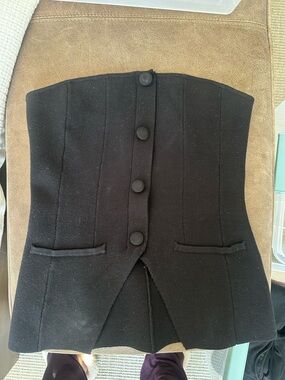 Strapless Black Top with Button Front